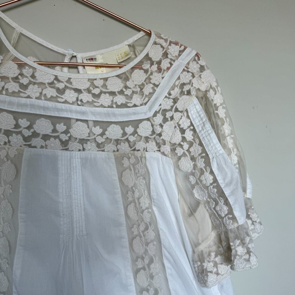 Anthropologie Womens Milkmaid Top 14 Off White Peasant Boho Lace Cottagecore - Picture 3 of 7
